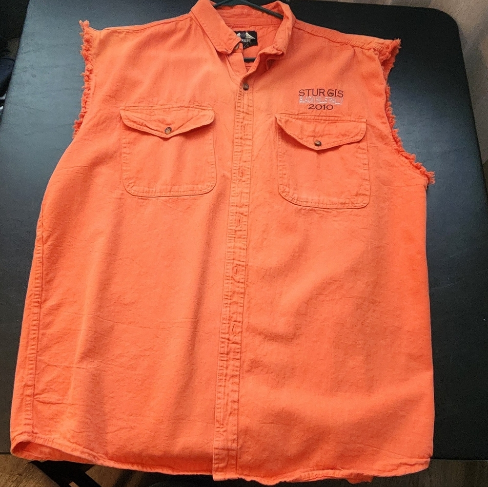 2010 Sturgis Black Hills Rally 70th Anniversary Sleeveless Orange T-Shirt 3XL
